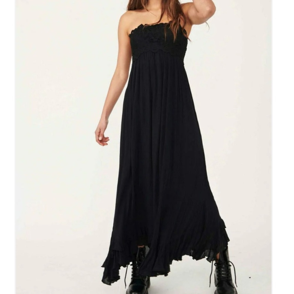 Free People Adella Corset Maxi Dress in Black